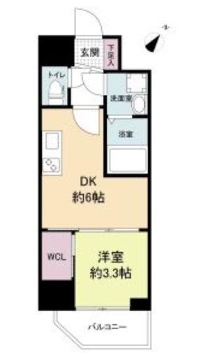 セレニテ神戸元町クレア(1DK/6階)の間取り写真
