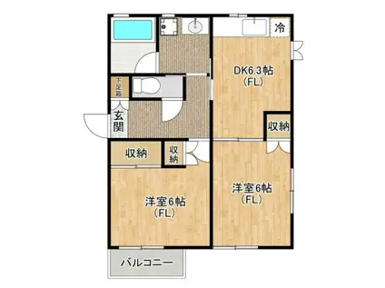 メゾンドブリック(2DK/2階)の間取り写真