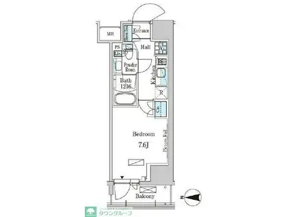 パークアクシス入谷(1K/7階)の間取り写真