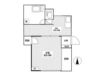 鹿子沢ハウス(1DK/1階)の間取り写真