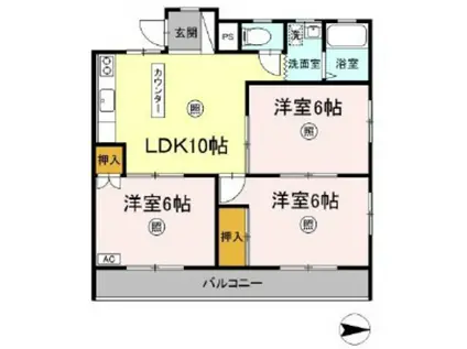 大森サンハイム(3LDK/2階)の間取り写真