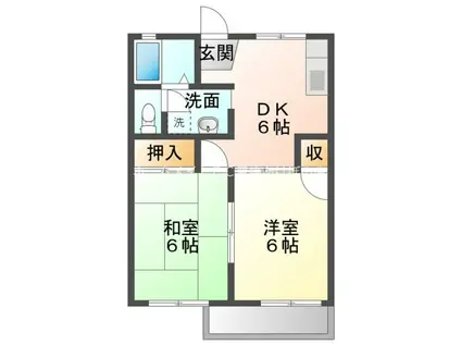 高師パークハイツ B棟(2DK/2階)の間取り写真