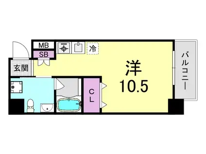 フレアコート北浜(ワンルーム/10階)の間取り写真