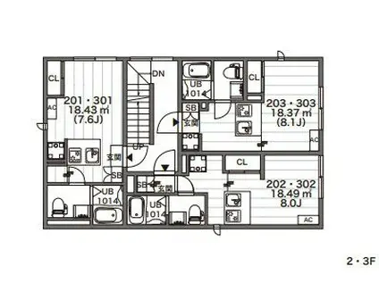 東京都中野区大和町1丁目(ワンルーム/3階)の間取り写真