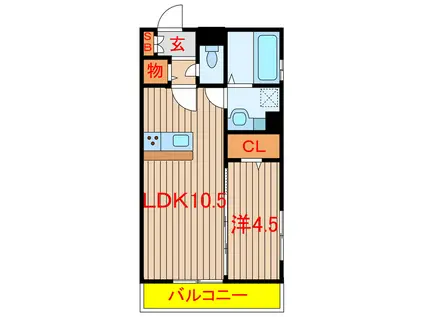 ソラーレ 壱・弐番館(1LDK/2階)の間取り写真