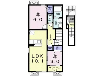 リリーハイツ富竹 C(2LDK/2階)の間取り写真