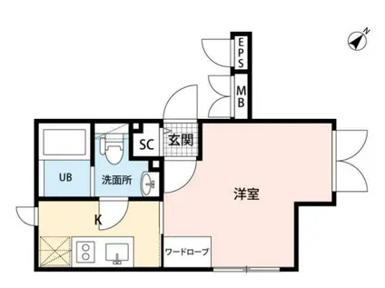 LAPIS大井町II(1K/2階)の間取り写真