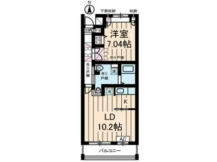 ロイヤルヒルズ浦和(1LDK/4階)の間取り写真