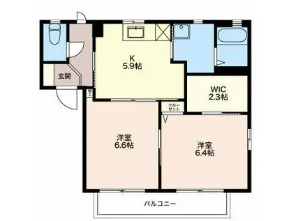 ディアスかすみ(2K/1階)の間取り写真