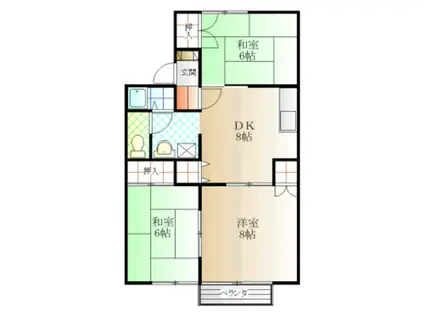 メゾンドコートD(3DK/1階)の間取り写真