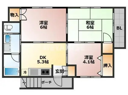 岩永アパート(3DK/2階)の間取り写真