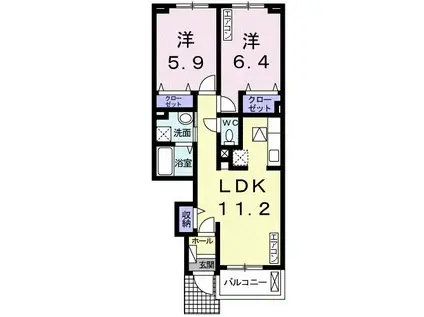 シャン・ノール VII(2LDK/1階)の間取り写真