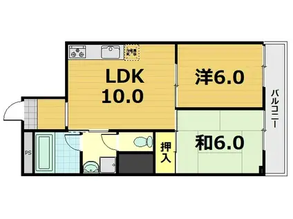 前川田ビル(2LDK/5階)の間取り写真