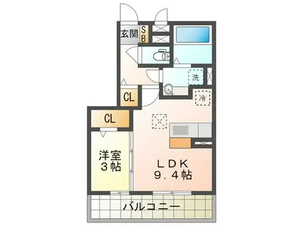 ESPACIOSUENOII(1LDK/1階)の間取り写真