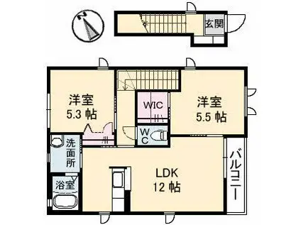 ディアス亀浦(2LDK/2階)の間取り写真