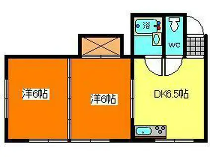 キャッスル渡部(2DK/1階)の間取り写真