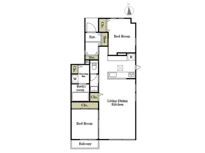 ベル ジョワ砧(2LDK/1階)の間取り写真