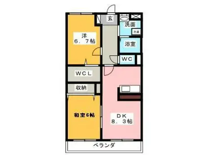 フォーシーズン(2LDK/1階)の間取り写真