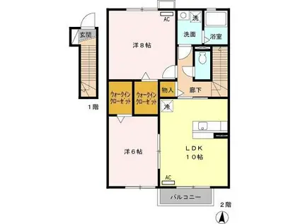 プラム クレイン(2LDK/2階)の間取り写真