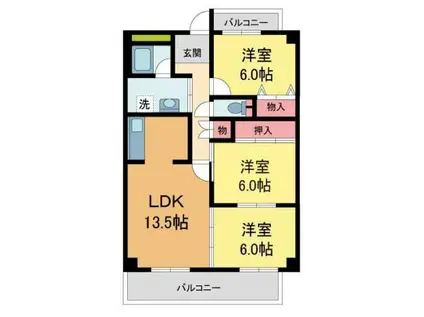 リシュ・パルテール(3LDK/2階)の間取り写真