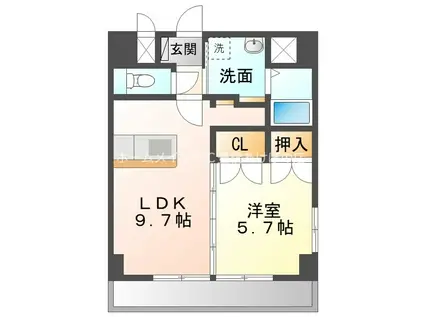 ロイヤルタワーII(1LDK/6階)の間取り写真