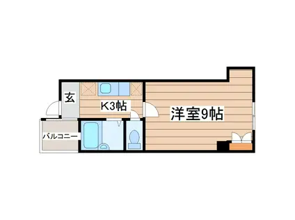 ヴァンデメール五橋(1K/3階)の間取り写真