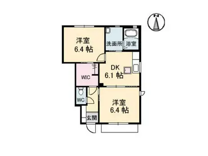 シャーメゾンアドニス III棟(2DK/1階)の間取り写真