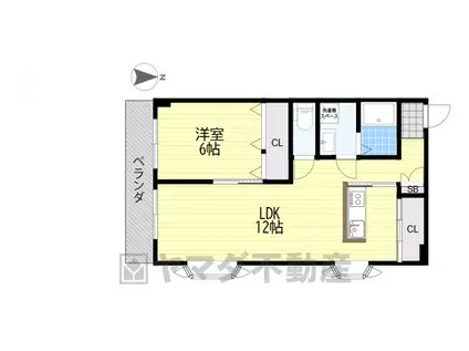 JR宇都宮線 雀宮駅 徒歩21分 3階建 築33年(1LDK/3階)の間取り写真