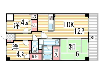 ヴィブレムライ(3LDK/4階)の間取り写真