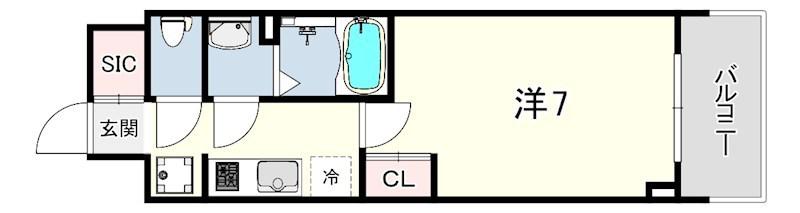 GENOVIA神戸湊川公園(1K/12階)の間取り写真