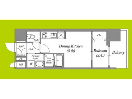 アドバンス大阪アネラ(1DK/11階)の間取り写真