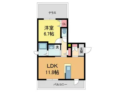 リラフォート門戸荘(1LDK/3階)の間取り写真