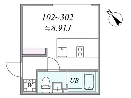 TRIAS816(1DK/1階)の間取り写真