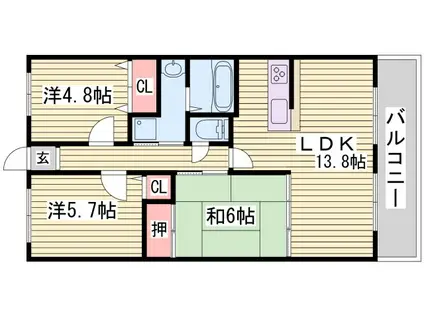 リベール上大野(3LDK/5階)の間取り写真
