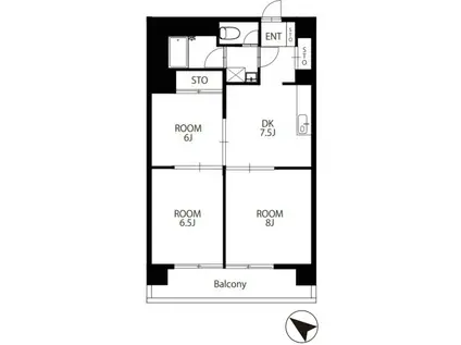 第1サンライズコーポ(3DK/4階)の間取り写真