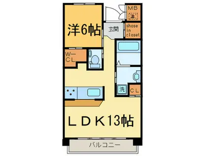 CENTRAL SQUARE ウエスト COURT(1LDK/4階)の間取り写真