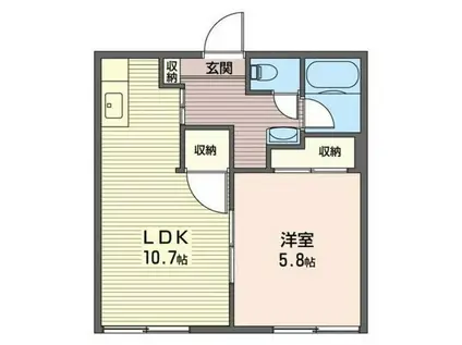 サニーハイツ横山B(1LDK/1階)の間取り写真