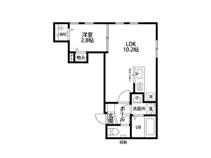 ALAISE米山(1LDK/2階)の間取り写真