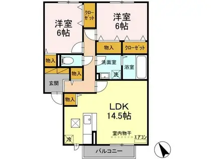 フェニーチェA(2LDK/2階)の間取り写真