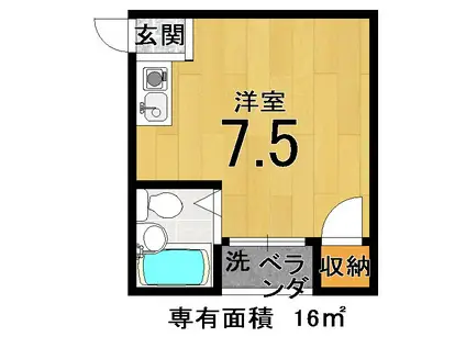 コーポV(ワンルーム/1階)の間取り写真