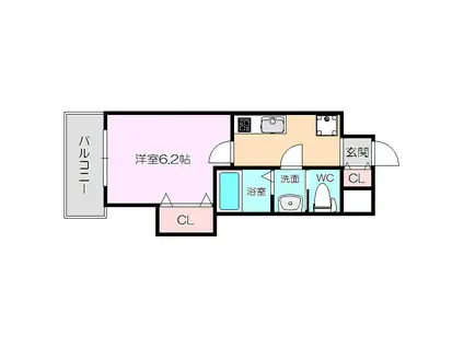 LUXE十三本町(1K/4階)の間取り写真