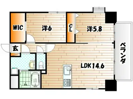 SALICE柳町II(2LDK/5階)の間取り写真