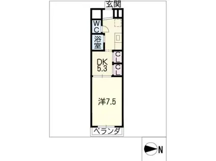 ドミール則武(1DK/1階)の間取り写真