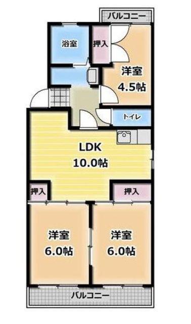 ロイアルまさや(3LDK/4階)の間取り写真