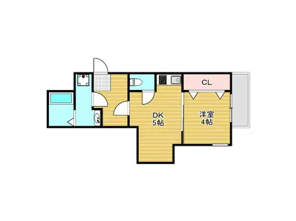 ヨルム稲津(1DK/1階)の間取り写真