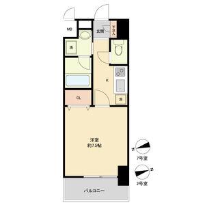 パークフラッツ本町(1K/12階)の間取り写真