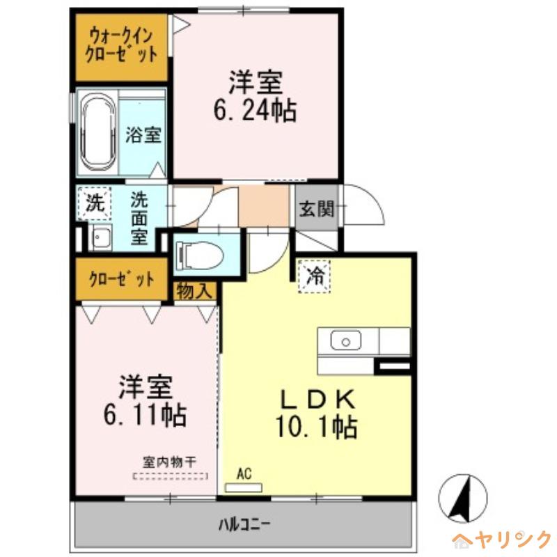 デュールリアン(2LDK/3階)の間取り写真