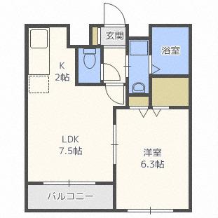 スカイハウス(1LDK/3階)の間取り写真