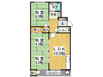 垂水農住団地(3DK/2階)の間取り写真