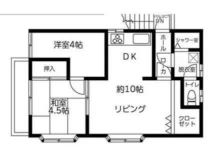 山田アパート(2LDK/2階)の間取り写真